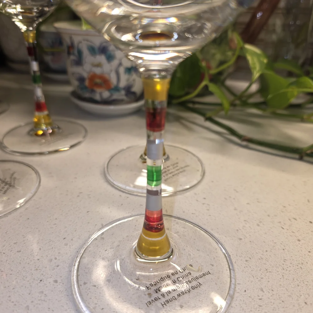 Crate&Barrel Multicolor Stem Wine Glass Set Of 6